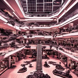 Dystopian shopping mall.