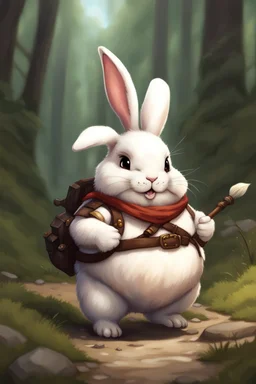 Cute chubby bunny adventurer dnd art realism