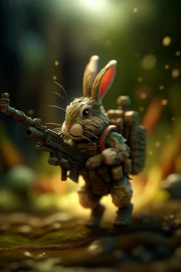 military hard core bunny dragon breath fire wearing rocket backpack jet boosters going in for landing, prize winning oil painting,bokeh like f/0.8, tilt-shift lens 8k, high detail, smooth render, down-light, unreal engine