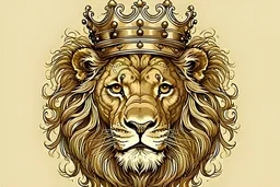 Lion with kings crown on his head