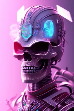 Futuristic Neon crystal skeleton samurai smoke