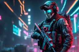 Soldier Ghost with skull mask in 8k realistic cyberpunk drawing style, call of duty them, close picture, neon, intricate details, highly detailed, high details, detailed portrait, masterpiece,ultra detailed, ultra quality