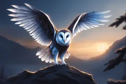 Symbiote in 8k solo leveling shadow drawing,barn owl , blue lights, sky , intricate details, highly detailed, high details, detailed portrait, masterpiece,ultra detailed, ultra quality