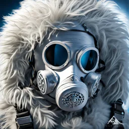 Yeti in an elastomeric respirator, Kananaskis Country, Sci Fi, post-apocolapse