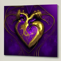 electric heart in purple and golden tapestry