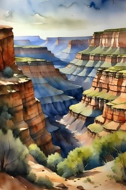 realistic watercolor of the grand canyon