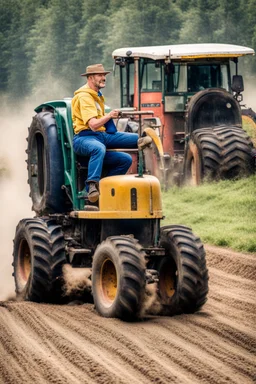 Driving a tractor with only one wheel