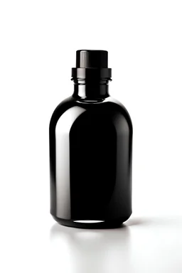 black cosmetics bottle on a white background