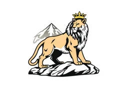 a mountain lion in a royal lion position like on flags or crests, vector