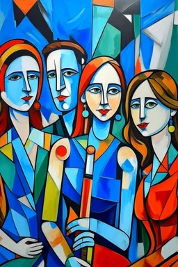 picasso style cubism 5 people