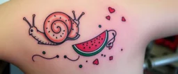 tattoo snail and water melon spaceship