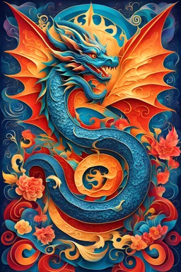 dragon chinese year poster, chinese callygraphy, " 2024 " , Picasso drawing style, sharp focus, 8k, 3d, very detailed, very colorful, ornate, grim, fine artt, low poly geometric, whimsical , insanely detailed and intricate, glowing, translucent, beams, botero, brush strokes