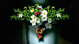 butterfly, flowers, Moody