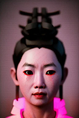 portrait, Asian woman samurai warrior :: symmetry photography, cyberpunk style :: punk hair, army, katanas, japanese traditional ornaments, pink, white, black, led wires, glow eyes, cinematic, Ultra realistic, dark scene, soft color, highly detailed, unreal engine 5, RTX, ultra detail, 3d, finely drawn, high definition.