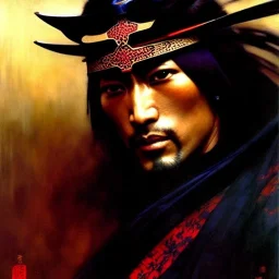 portrait of 'Dakuan-Ninja Scroll',ancient japanese armor, painting by gaston bussiere, greg rutkowski, yoji shinkawa, yoshitaka amano, tsutomu nihei, donato giancola, tim hildebrandt, oil on canvas, cinematic composition, extreme detail,fit full head inside picture,16k