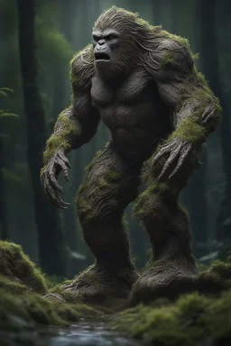 Mythical big foot Creature , Made With Bones Grass Branches Leaves Mud And Rock Surrounded By Mythical Summits At Night, Volumetric, Impressive, Unforgettable, Master Piece,, 3D Effect, Photorealism, Epic Art,,, Hyper Realistic , Miki Asai Macro Photography, Close-Up, Hyper Detailed, Trending On Artstation, Sharp Focus, Studio Photo, Intricate Details, Highly Detailed, By Greg Rutkowski