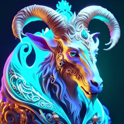stylized Capricorn with ornaments, epic, fantasy, intricate, hyper detailed, artstation, concept art, smooth, sharp focus, ray tracing, vibrant, photorealistic, textured, centered, 4k