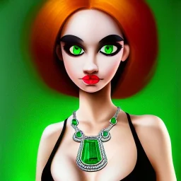 fullbody portrait of beautiful booty young busty atletic amazon Redhead woman with big eyes with big emeralds necklace by Anthony Devas 8k