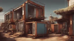 architecture village vernaculaire maisons containers cyberpunk