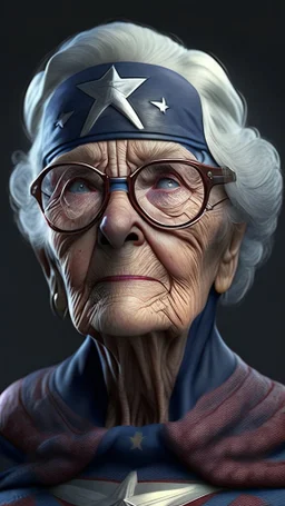 captain america become old woman , ultra realistic, 4k, ultra detail, full body