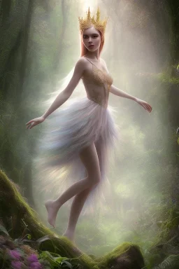 Beautiful modern generation Fairy Princess in the lagon forest in the 12PM in the afternoon ín realistic picture, 24K Optic Resolutions, ultra HD, Professional PHOTOGRAPHY,