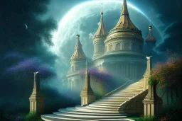 stairway to heaven, atmospheric, mystical, beautiful colours, romanticism, fantasy, art deco