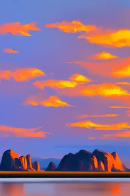 big rock mountains with and orange dawn sky