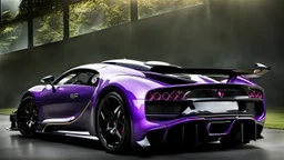 Super Evil purple and black Bugatti Centodieci merged with Hyper Sport, desktop wallpaper, 4K, Cinematic, rear view