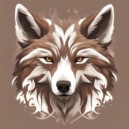 Wolf with brown and white palette in antlered art style