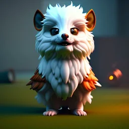 cute fluffy fantasy baby griffin, extremely detailed, 3D animation, symmetrical, centered, lots of light, colourful, octane render, orange