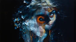 old paper worn edges, Fantastic blonde - mother nature, her skin is scales, golden tears, hyperrealism, sharp focus, 8K, hyperrealist, ultra HD, textured textures, alcohol ink, fine rendering,