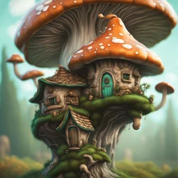 A lumpy mushroom house floating in space. neutral colors, white, green teal, Detailed gloss Painting, rich color, fantastical, intricate detail, splash screen, hyperdetailed, insane depth, concept art, 8k resolution, trending on Artstation, Unreal Engine 5, color depth, dynamic lighting, splash art, dramatic, masterpiece, excellent quality beautiful Imaginative, unique,