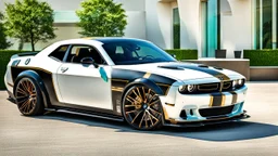 A (((BMW Dodge Challenger))) featuring a luxurious interior, advanced technologies, and a sleek body kit designed by MANSORY, exuding an air of sophistication and power