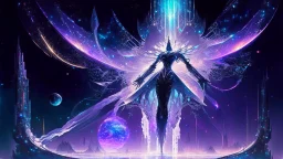 It is a paradox of delicate fantasy and formidable technology, its silhouette pulsing with extraordinary power yet draped with cosmic elegance. Capture this enigma, this tamer of untamed galaxies, through the prism of Matthews' fantastical style."