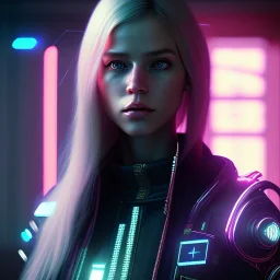 Emma Watts in cyberpunk unreal engine character very detailed cinematic view