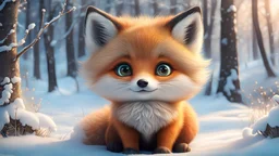 winter, (cute fluffy little fox:1.1), kawaii, 32k, digital illustration, cute big circular reflective eyes, unreal engine cinematic smooth, dreamlike, intricate detail, oil on canvas by Mark Ryden, golden ratio, perfect composition, UE5, trending on artstation and cgsociety, soft natural volumetric cinematic perfect light, award-winning photograph