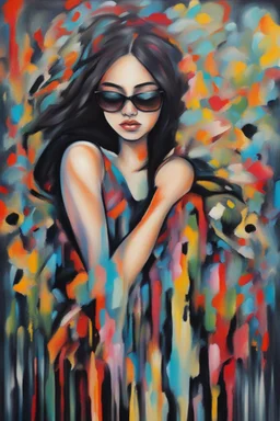 Abstract art girl painting