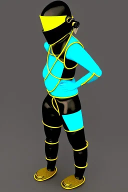 Bronze color, Yellow, Black Cyan photograph Cyber-punk, full-mask, AKG-style big headphones, golden rings & disc, fencing mask. Speakers. Asa Akira, sword, lightly armored, electronic circuits. Thick tights, thick calves, arched fell, wide hip, flat belly. Ancient artifact attached. Perfect body. 3D-Escher tiling background. Daft Punk, Tron Movie. Matrix movie clothes, Silver leather area, tippet, latex. Wicked sneakers. 1990's, old telephone microphone. Surreal. Minimal fashion Future