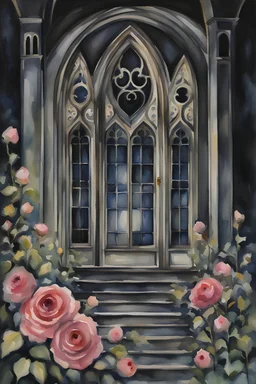 night, flowers, gothic influence, watercolor paintings