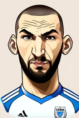 Karim Benzema French football player . cartoon 2d