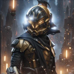 star wars bald male corellian pilot wearing pearlescent black and gunmetal grey First Order special forces heavy assault armor and helmet with gold trim inside the jedi temple, centered portrait, hyperdetailed, dynamic lighting, hyperdetailed background, 8k resolution, volumetric lighting, light skin, fully symmetric details