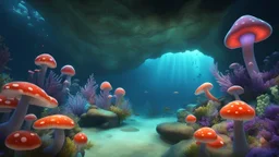 animals creatures, jellyshroom cave from subnautic , plants from deep sea, leviathan's a lot of sea plants very deep, beautiful,