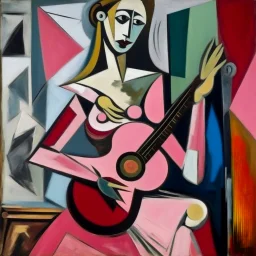 picasso Neoclassicism pink woman and guitar