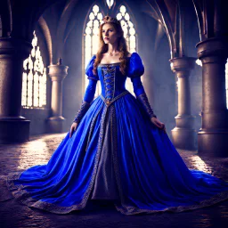 Medieval princess in blue dress, 4K, high quality