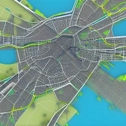 a 3d partially transparent map with roads and highways, desaturated colors, and colored pins positioned throughout the map, highly detailed, intricate design, smooth, realistic render