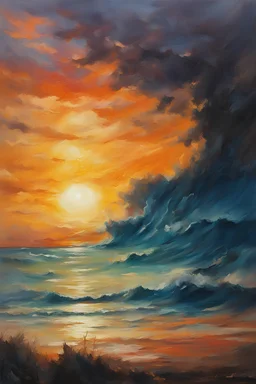 Oil paints smell soft night light Sea of sunsets