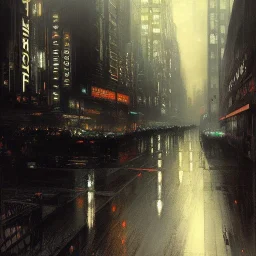  Metropolis by Jeremy mann, point perspective,intricate detailed, strong lines, John atkinson Grimshaw,