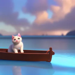 Cute kitten on a wooden boat