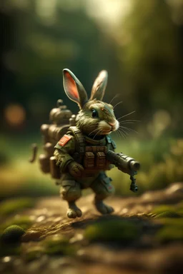military hard core bunny dragon breath fire wearing rocket backpack jet boosters going in for landing, prize winning oil painting,bokeh like f/0.8, tilt-shift lens 8k, high detail, smooth render, down-light, unreal engine
