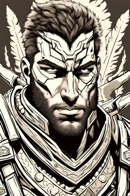 A Spartan warrior without armor, male, masculine, upper body, hair, short hair, fantasy, brutal smirk, intricate, elegant, highly detailed, ,